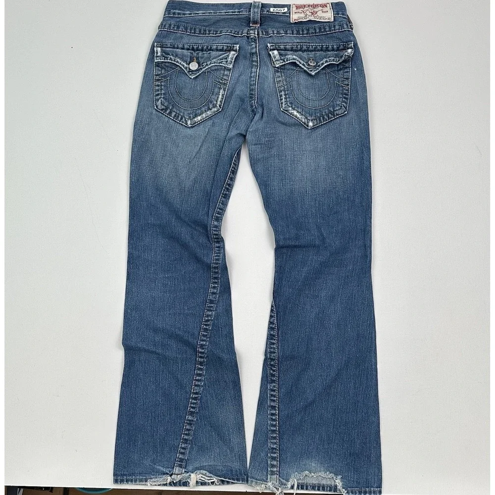 VTG Y2K True Religion Joey Jeans Twisted Flare Men 31x33 Distressed Flap Pockets